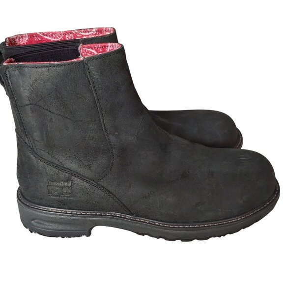 Timberland PRO Hightower Women's Black Leather Chelsea Bootie Boot 9.5 - Picture 2 of 11